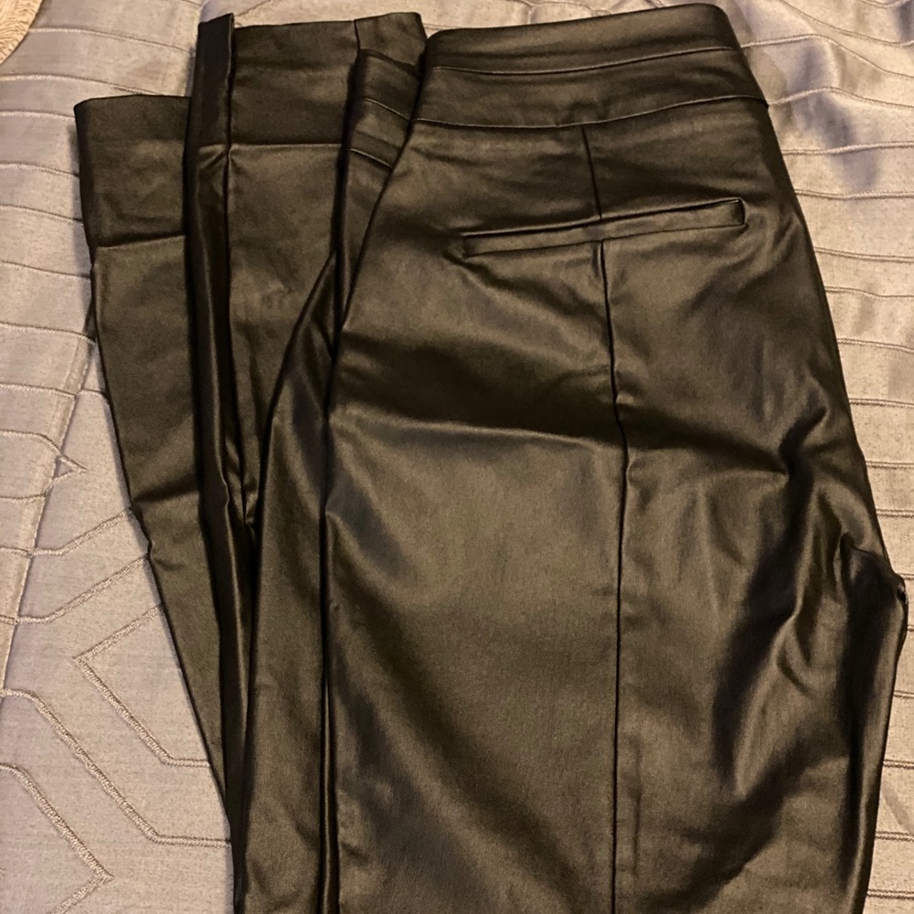 New York & Company Black Straight Leg Faux Leather Pants